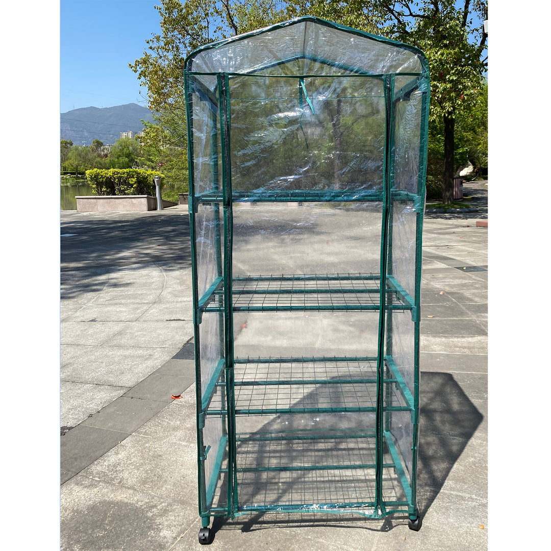 Mini Greenhouse - 4 Tiers Indoor Outdoor Greenhouse With wheels-Use in Any Season for Plants