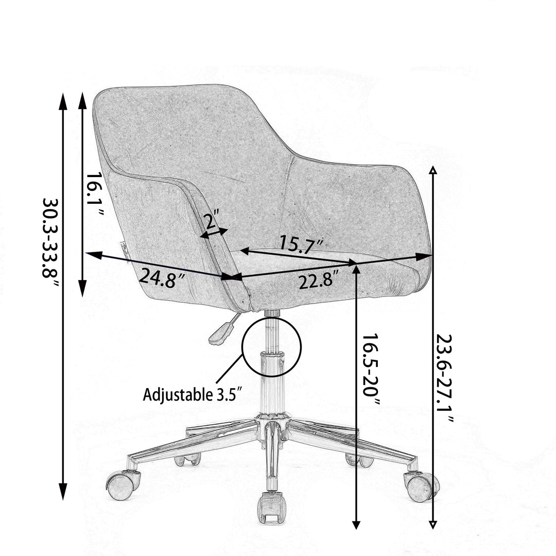 Modern Teddy Fabric Material Adjustable Height 360 Revolving Home Office Chair With Gold Metal Legs And Universal Wheel For Indoor,White