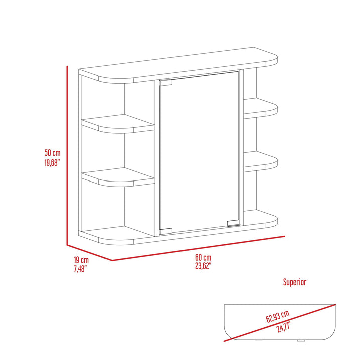 Valdez Medicine Cabinet With Six Shelves, Mirror Cabinet