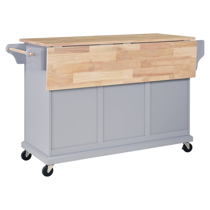 Cambridge Natural Wood Top Kitchen Island with Storage