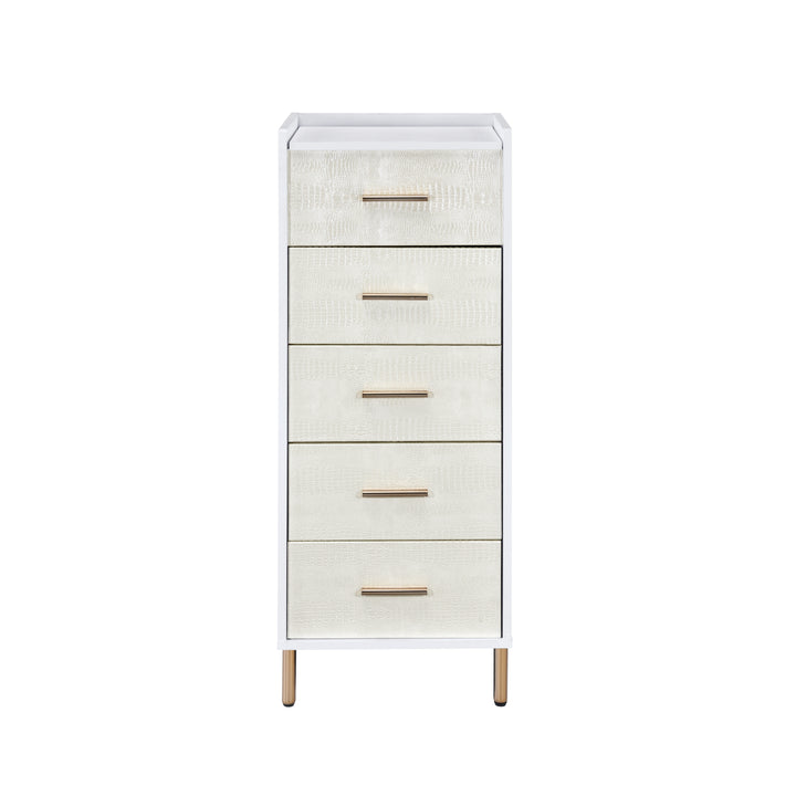 ACME Myles Jewelry Armoire, White, Champagne & Gold Finish AC01168