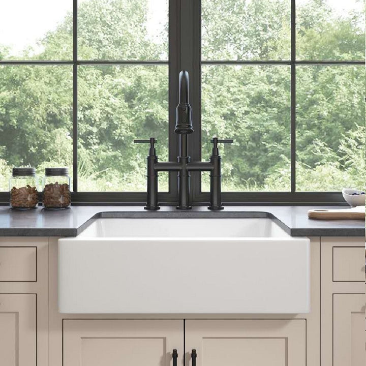 Bridge Kitchen Faucet with Pull-Down Sprayhead in Spot