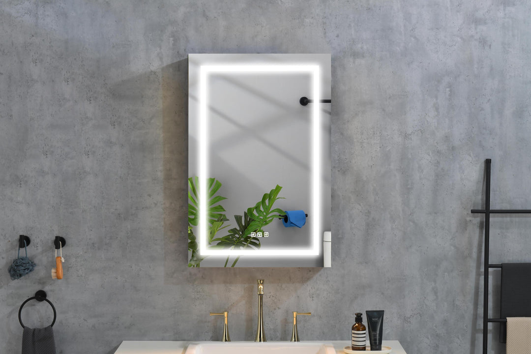 LED Lighted Bathroom Medicine Cabinet with Mirror, Surface Lighted Medicine Cabinet,Dimmable,Adjustable Shelves,Intelligent Switch Medicine Cabinet, Aluminum Frame,