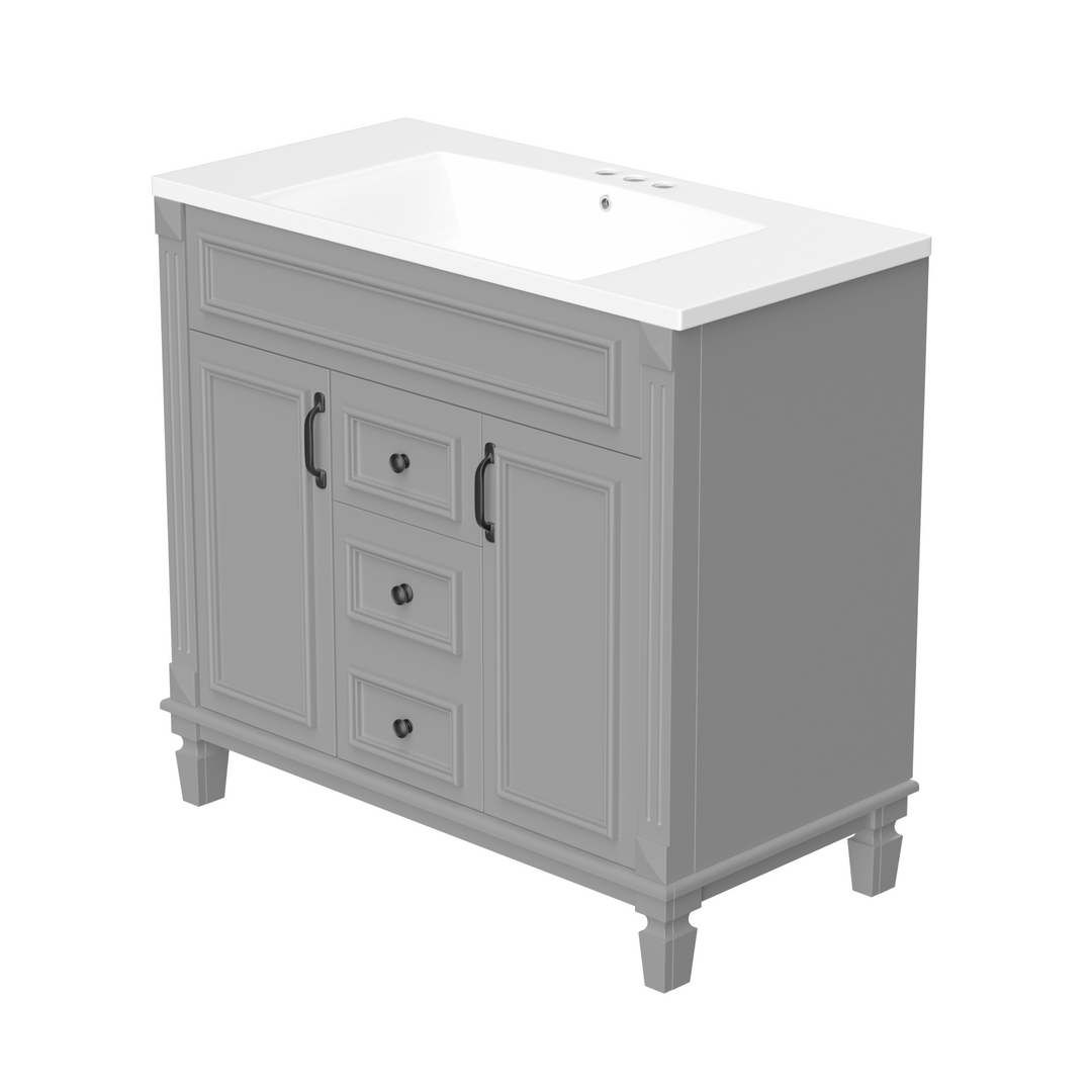 36'' Bathroom Vanity without Top Sink, Cabinet only, Modern Bathroom Storage Cabinet with 2 Soft Closing Doors and 2 Drawers(NOT INCLUDE BASIN SINK)