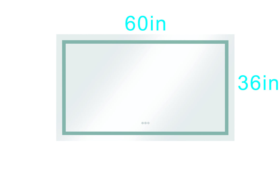 60 in. W x 36 in. H Frameless LED Single Bathroom Vanity Mirror in Polished Crystal  Bathroom Vanity LED Mirror with 3 Color Lights Mirror for Bathroom Wall 60 Inch Smart Lighted Vanity Mirrors Dimm