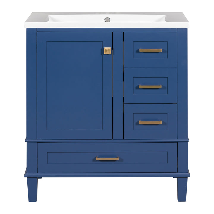 30" Bathroom Vanity , Modern Bathroom Cabinet with Sink Combo Set, Bathroom Storage Cabinet with a Soft Closing Door and 3 Drawers, Solid Wood Frame(Blue)