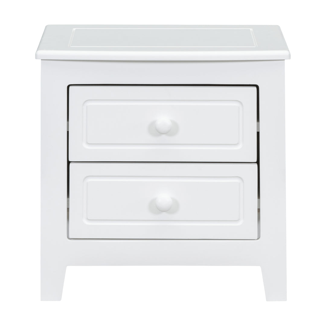 2-Drawer Nightstand for Bedroom, Mid Century Retro Bedside Table with Classic Design,White