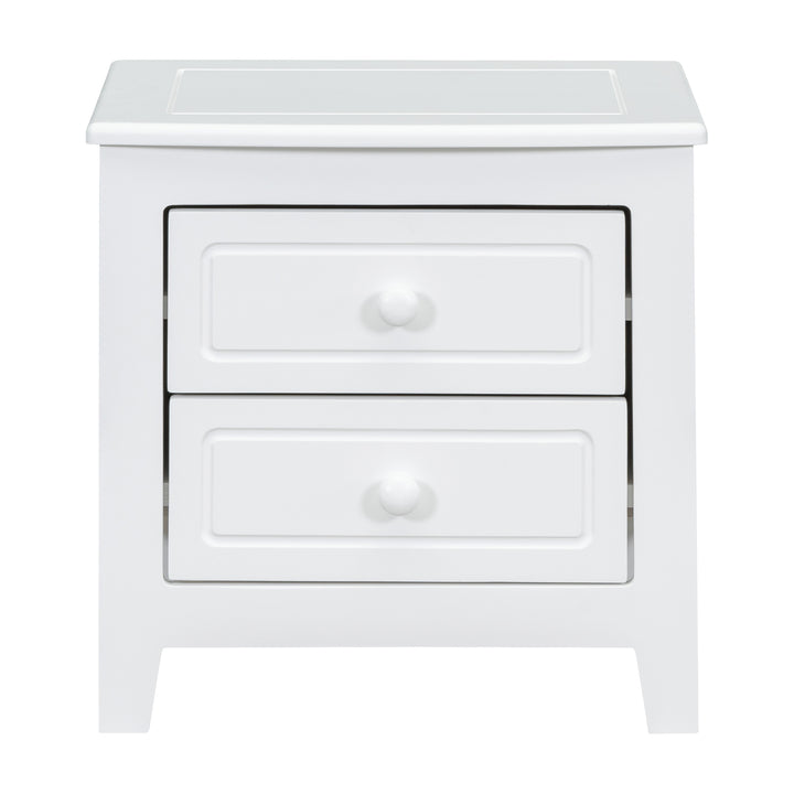 2-Drawer Nightstand for Bedroom, Mid Century Retro Bedside Table with Classic Design,White