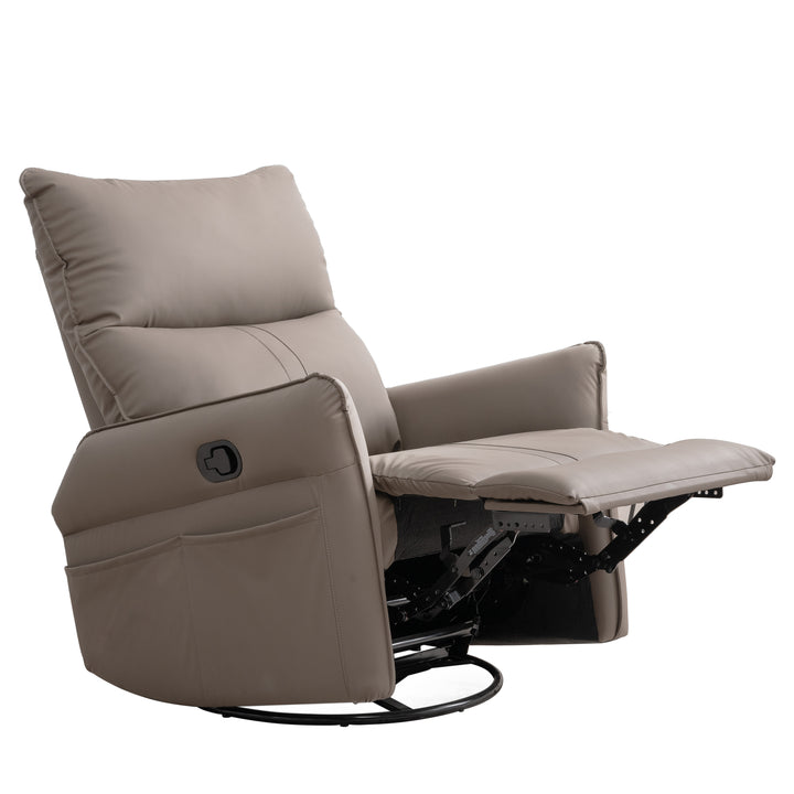 Rocking Recliner Chair,360 Degree Swivel Nursery Rocking Chair,Glider Chair,Modern Small Rocking Swivel Recliner Chair for Bedroom,Living Room Chair Home Theater Seat,Side Pocket(Brown)