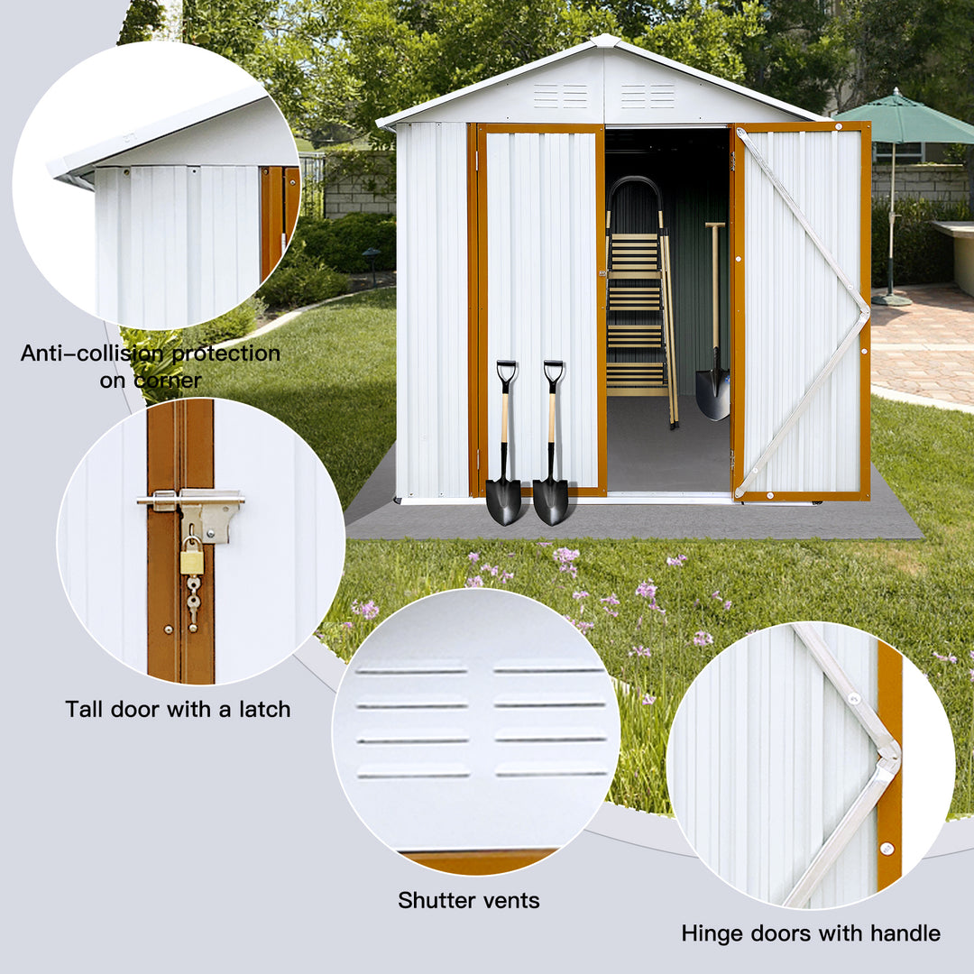 Outdoor storage sheds 4FTx6FT Apex roof White+Yellow