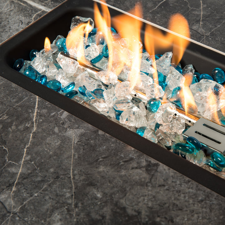 Outdoor Rectangle Fire Pit Table with Propane Tank Cover