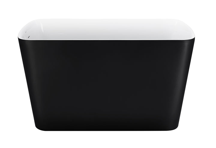 47" 100% Acrylic Freestanding Bathtub，Contemporary Soaking Tub，white inside black outside