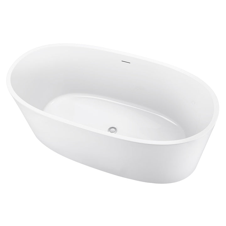 59" 100% Acrylic Freestanding Bathtub，Contemporary Soaking Tub，white Bathtub