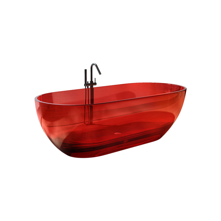 69 inch Transparent red solid surface bathtub for bathroom