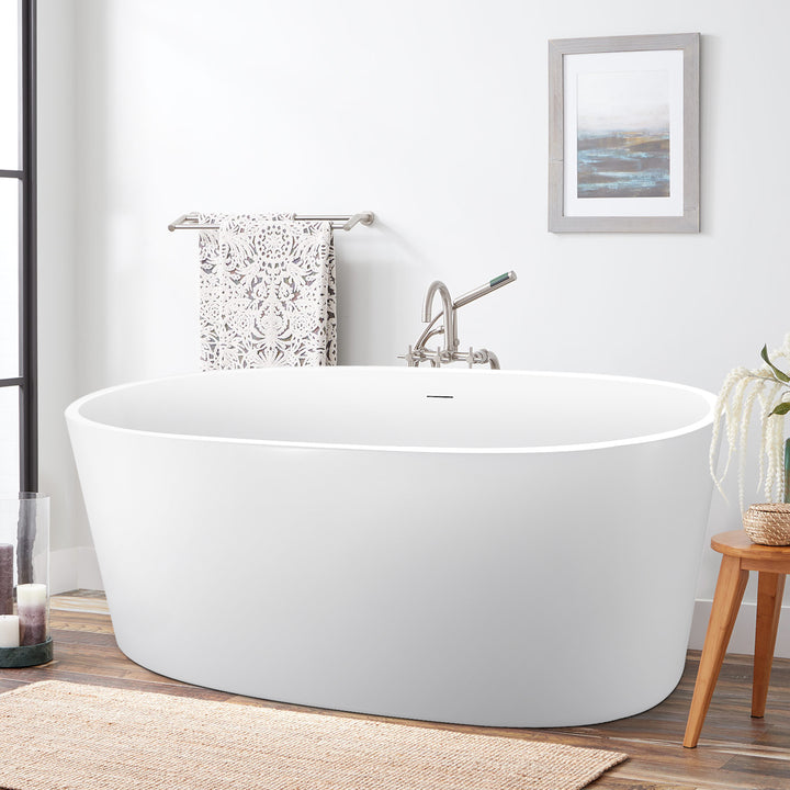 59" 100% Acrylic Freestanding Bathtub，Contemporary Soaking Tub，white Bathtub