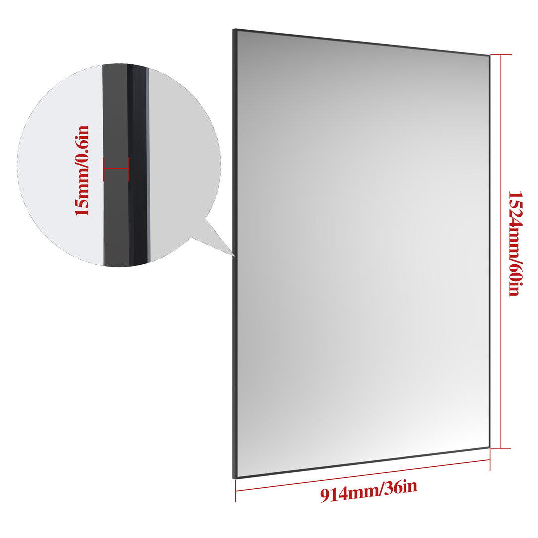 BEAUTME 60"x36" Oversized Modern Rectangle Bathroom Mirror with Balck Frame Decorative Large Wall Mirrors for Bathroom Living Room Bedroom Vertical or Horizontal Wall Mounted mirror with Aluminum Frame