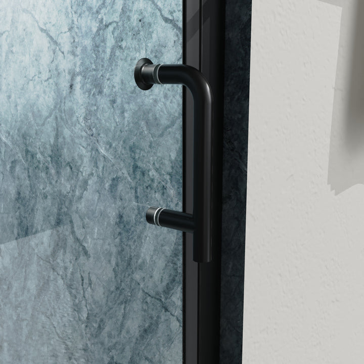 34 In. to 35-3/8 In. x 72 In Semi-Frameless Pivot Shower Door in Matte Black With Clear Glass