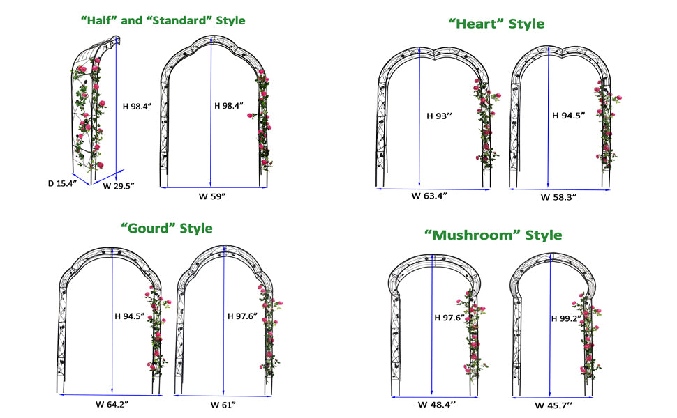 Metal Garden Arch Assemble Freely with 8 Styles Garden Arbor Trellis Climbing Plants Support Rose Arch Black