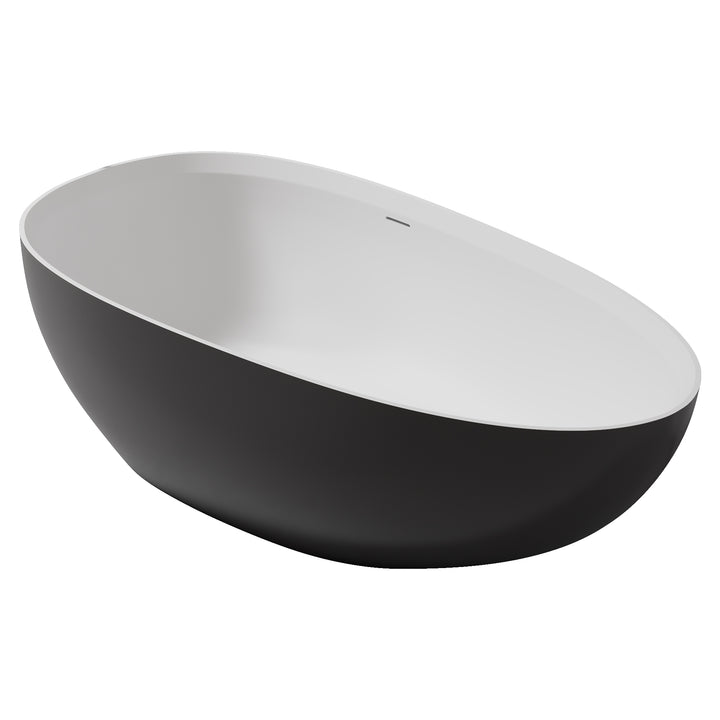 71"Inside White outside black solid surface stone soaking tub Bathroom freestanding bathtub for adult