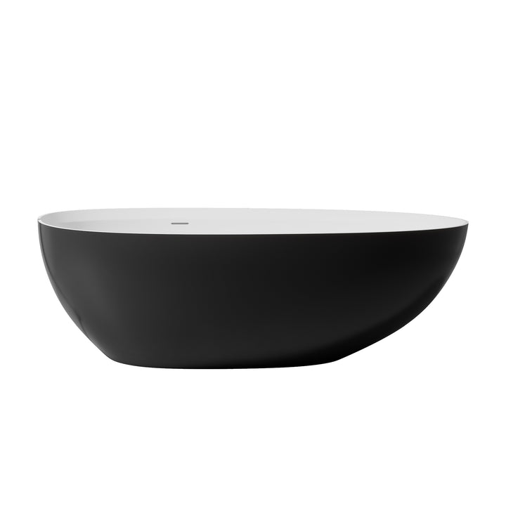 71"Inside White outside black solid surface stone soaking tub Bathroom freestanding bathtub for adult