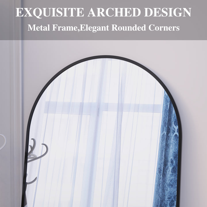 BEAUTME Arch Full Length Mirror 71"×32" Big Full Body Mirror for Bedroom Oversized Floor Mirror Large Standing Mirror Living Room Dressing Mirror Leaning Against Wall, Metal Frame, Black