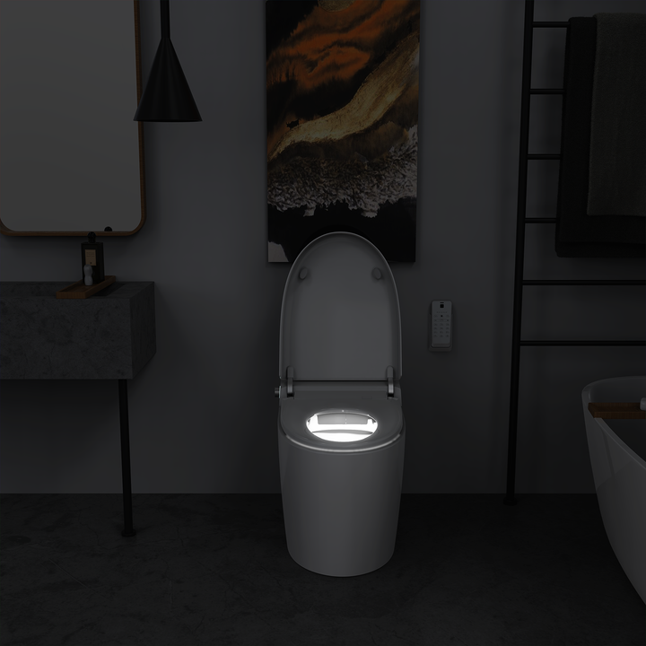 Smart Toilets with Heated Seat,Auto Flush,AUTO Open&Close,Warm Dryer,Foot Sensor,Night Light,Remote Control