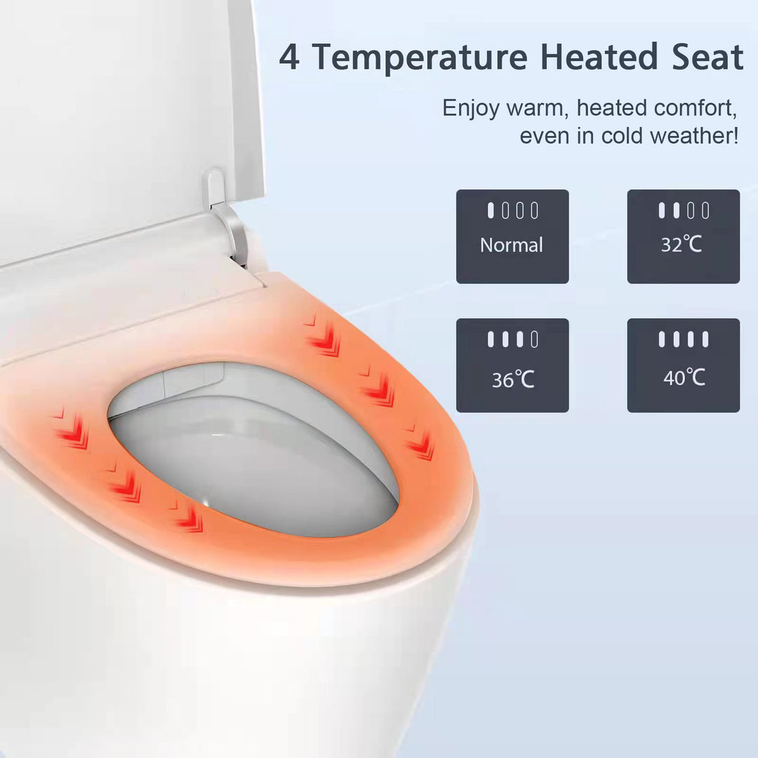 Smart Toilets with Heated Seat,Auto Flush,AUTO Open&Close,Warm Dryer,Foot Sensor,Night Light,Remote Control