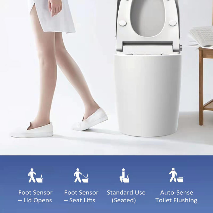 Smart Toilets with Heated Seat,Auto Flush,AUTO Open&Close,Warm Dryer,Foot Sensor,Night Light,Remote Control