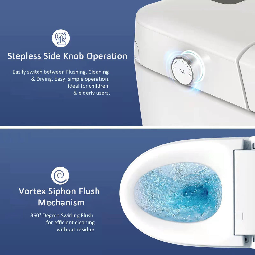 Smart Toilets with Heated Seat,Auto Flush,AUTO Open&Close,Warm Dryer,Foot Sensor,Night Light,Remote Control