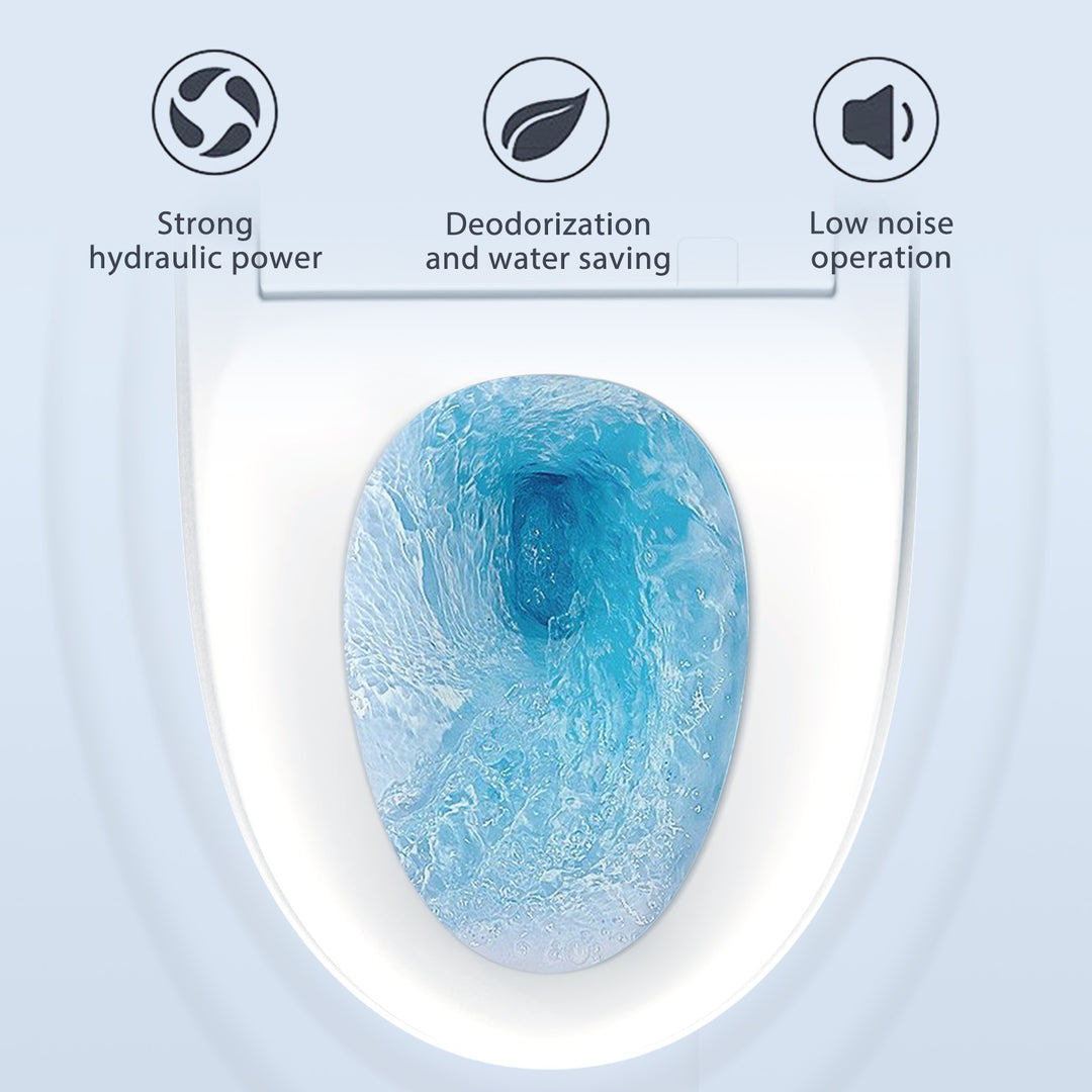 Smart Toilets with Heated Seat,Auto Flush,AUTO Open&Close,Warm Dryer,Foot Sensor,Night Light,Remote Control