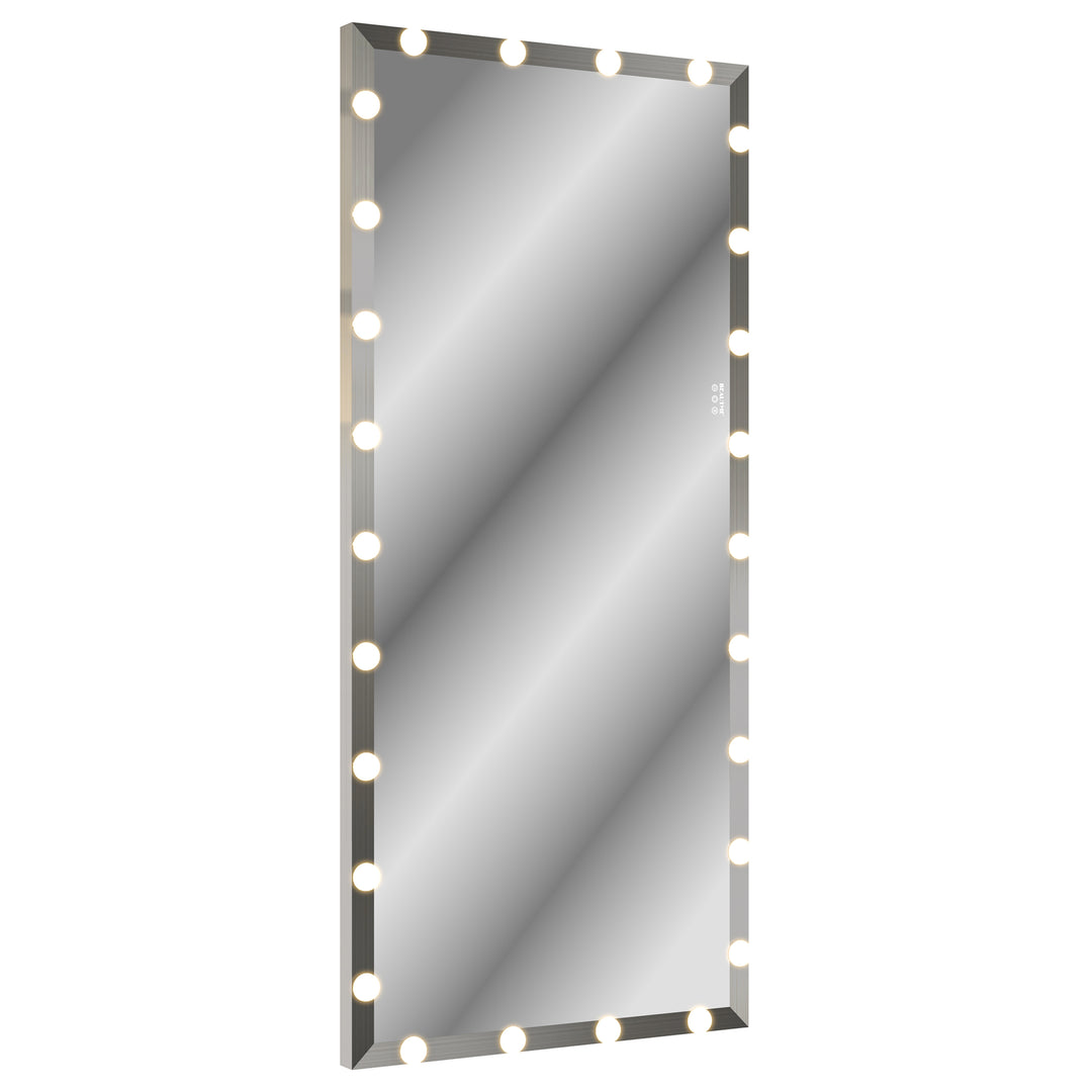 BEAUTME Hollywood Full Length Mirror with Lights Oversized Full Body Vanity Mirror with 3 Color Modes Lighted Large Standing Floor Mirror for Dressing Room Bedroom Hotel Touch Control,Silver,72X32 Inch