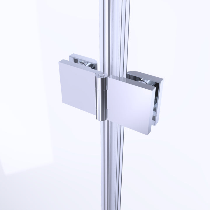 34 to 35-3/8 in. W x 72 in. H Bi-Fold Semi-Frameless Shower Doors in Chrome with Clear Glass