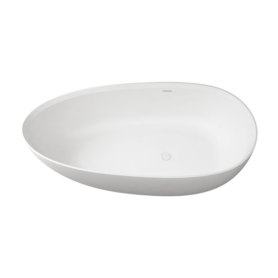 71 in. Solid Surface Freestanding Soaking Bathtub in Matte White