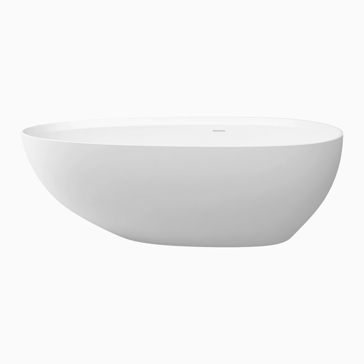 71 in. Solid Surface Freestanding Soaking Bathtub in Matte White