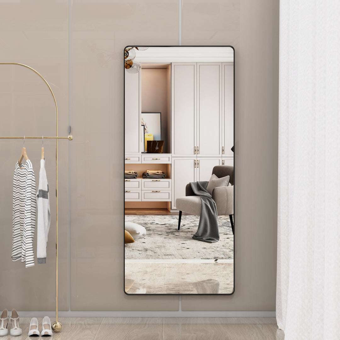 BEAUTME Oversized Bathroom Mirror with Removable Tray Wall Mount Mirror,Vertical Horizontal Hanging Aluminum Framed Wall Mirror Full Length Mirror,Full Body Mirror for Bedroom Living Room,Silver,72x32 Inches