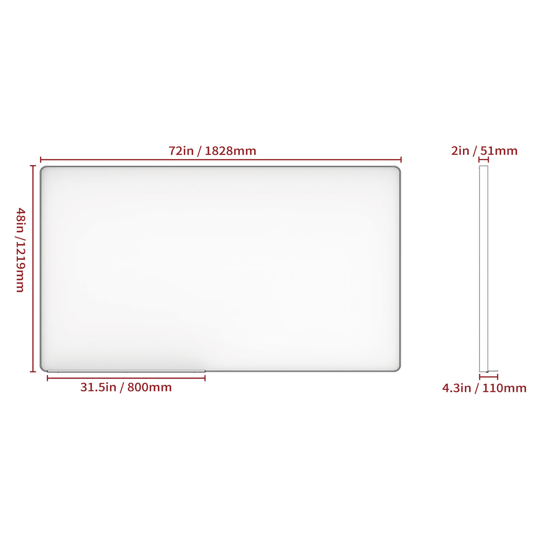 BEAUTME 72x48 Inches Oversized Bathroom Mirror with Removable Tray Wall Mount Mirror,Vertical Horizontal Hanging Aluminum Framed for Bedroom Living Room,Silver,