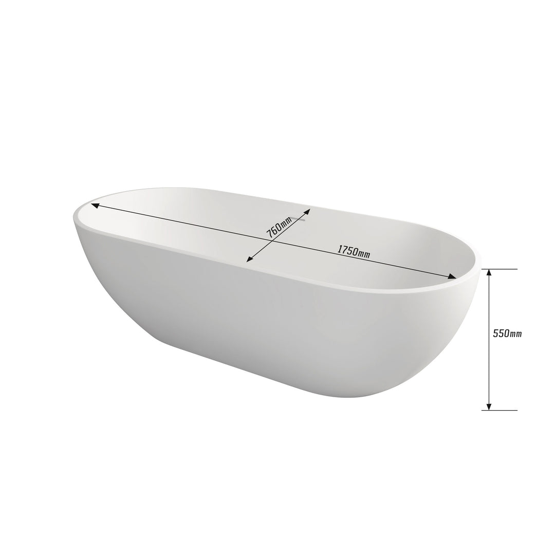 69 in. Solid Surface Freestanding Soaking Bathtub in Matte White