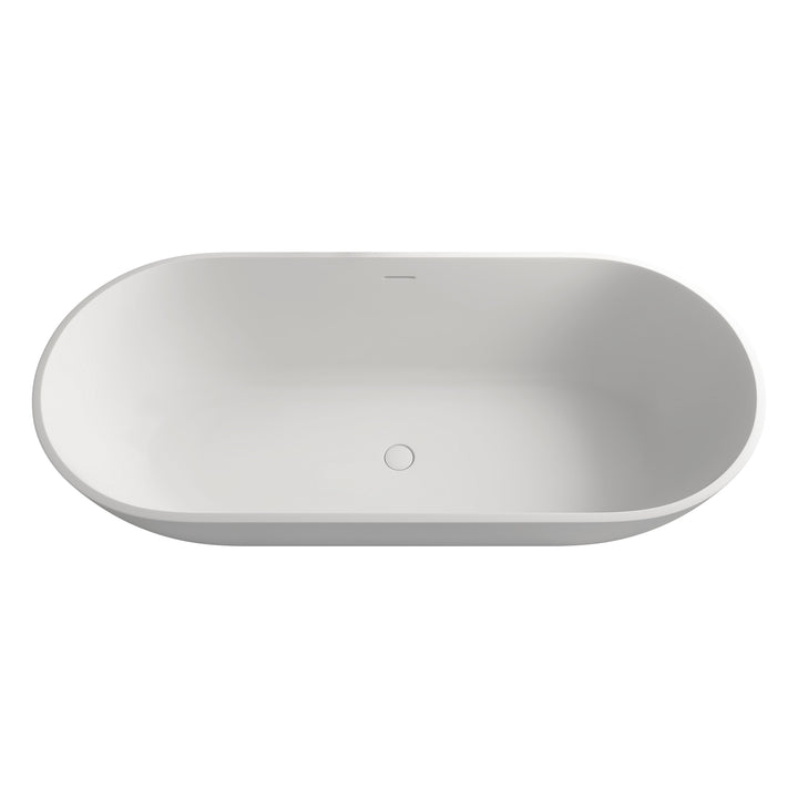 69 in. Solid Surface Freestanding Soaking Bathtub in Matte White