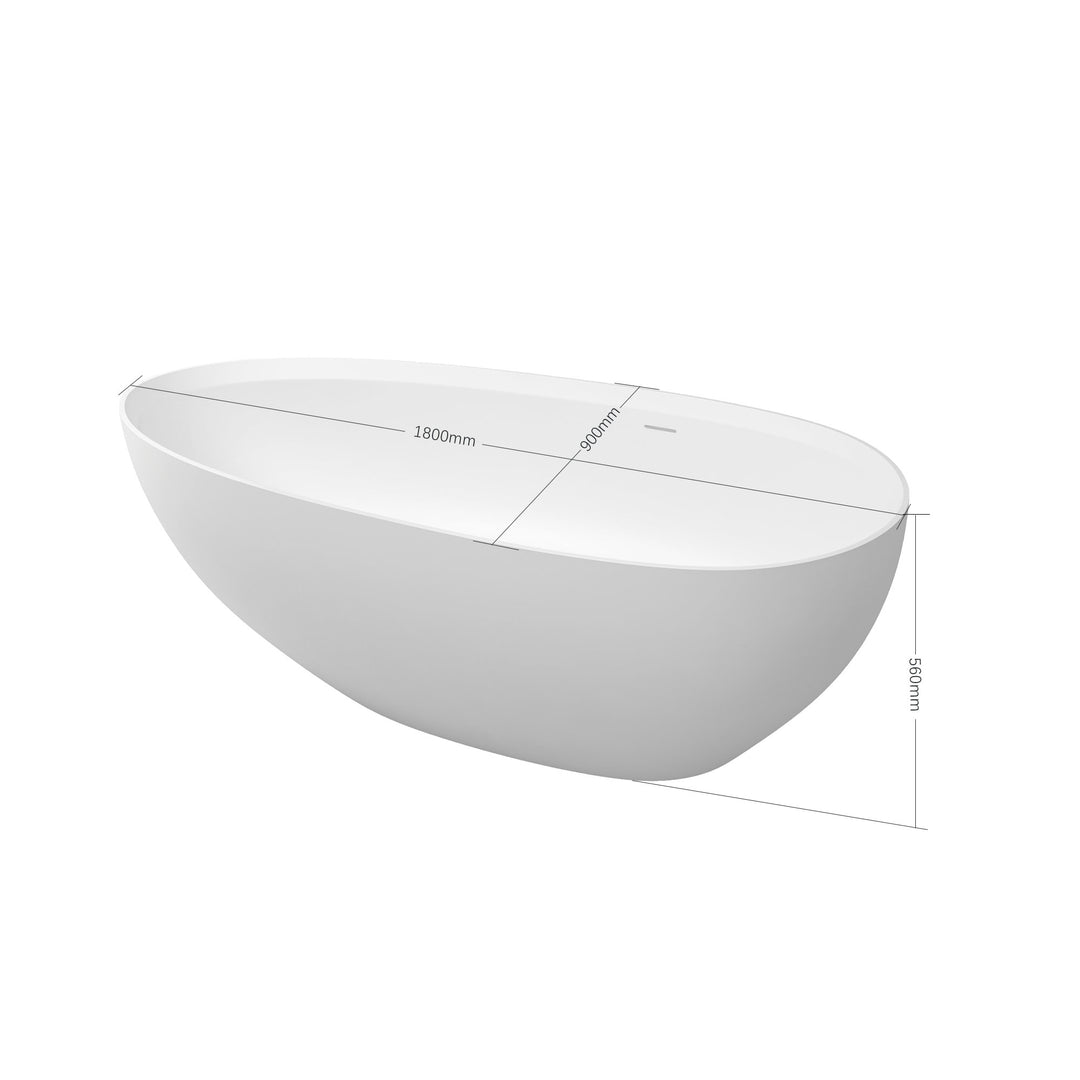 71 in. Solid Surface Freestanding Soaking Bathtub in Matte White