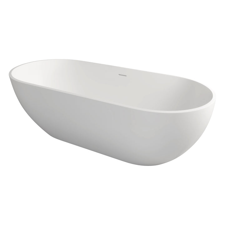 69 in. Solid Surface Freestanding Soaking Bathtub in Matte White