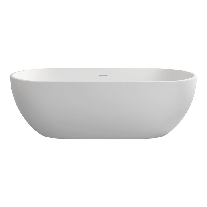 69 in. Solid Surface Freestanding Soaking Bathtub in Matte White