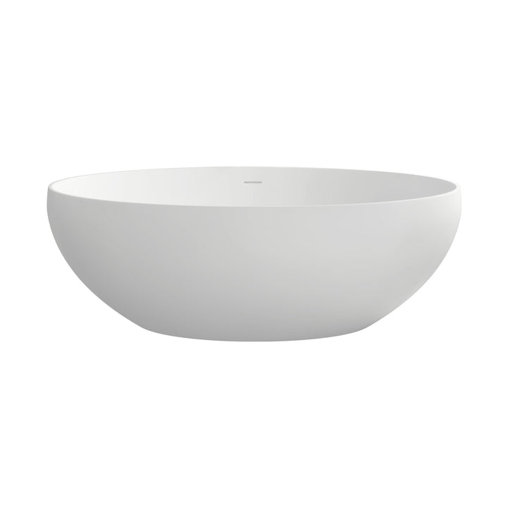 67 in. Solid Surface Freestanding Soaking Bathtub in Matte White