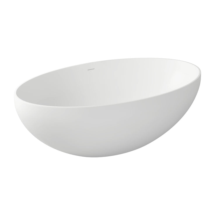 67 in. Solid Surface Freestanding Soaking Bathtub in Matte White