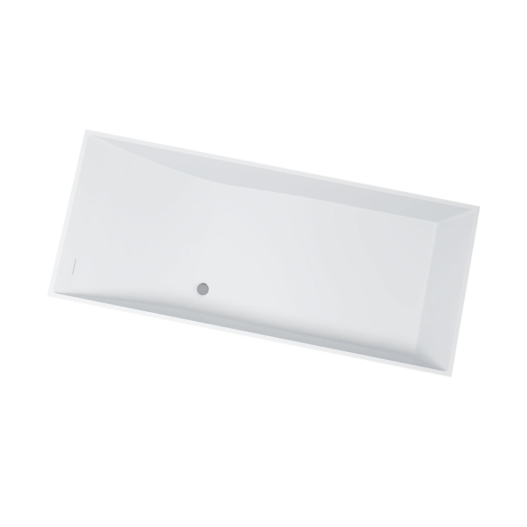 67 in. Solid Surface Freestanding Soaking Bathtub in Matte White