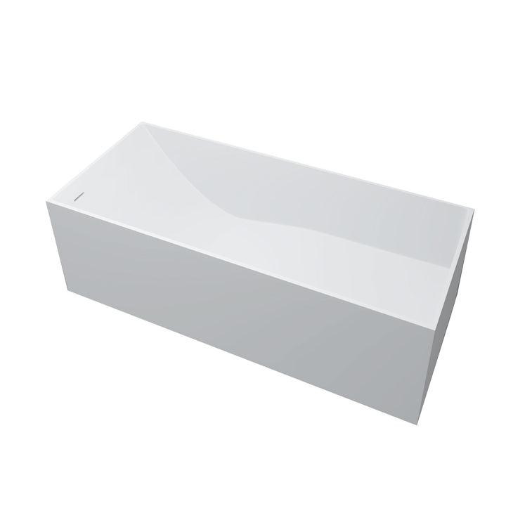 67 in. Solid Surface Freestanding Soaking Bathtub in Matte White