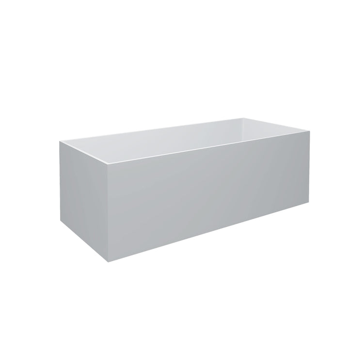 67 in. Solid Surface Freestanding Soaking Bathtub in Matte White