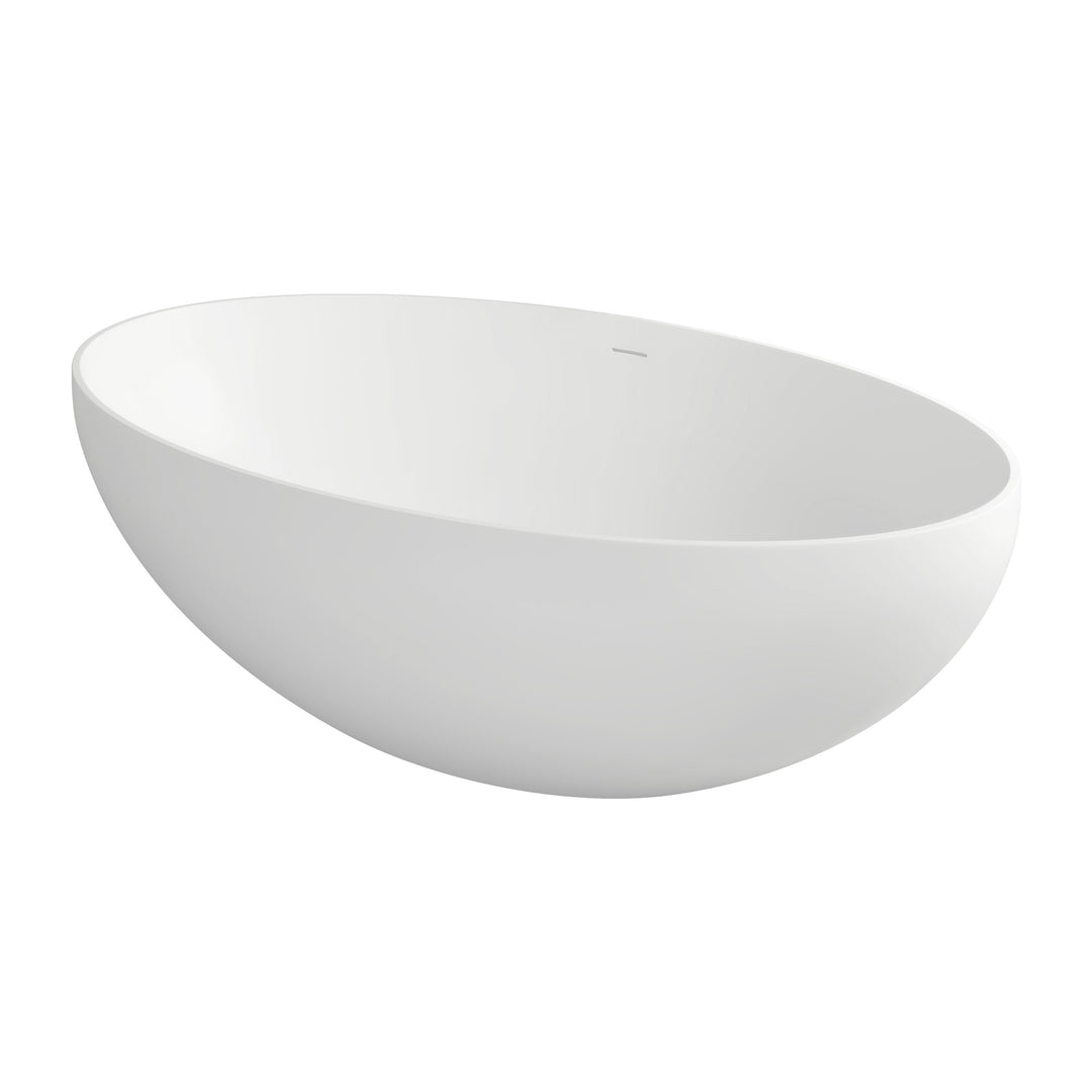 67 in. Solid Surface Freestanding Soaking Bathtub in Matte White