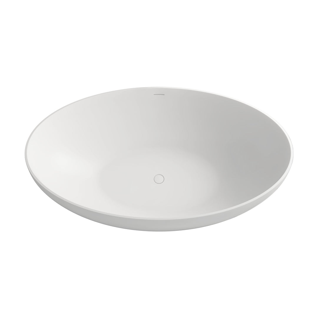 67 in. Solid Surface Freestanding Soaking Bathtub in Matte White