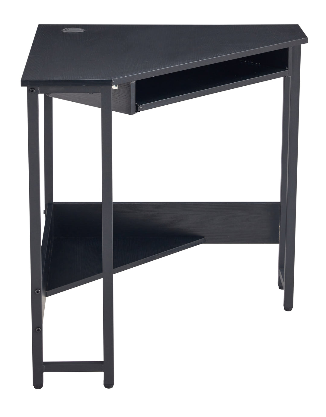 Triangle Computer Desk,Corner Desk With Smooth Keyboard Tray& Storage Shelves ,Compact Home Office,Small Desk With Sturdy Steel Frame As Workstation For Small Space,BLACK,28.34''L 24''W 30.11''H