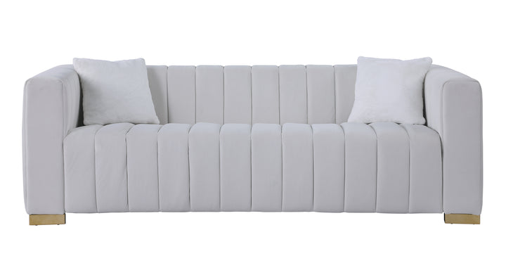 A modern  channel sofa  take on a traditional Chesterfield,White color,3 seater